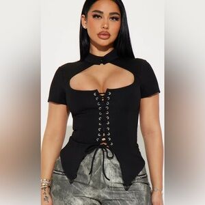 Fashion Nova Read My Lips Lace-up Top